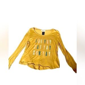 size large yellow Double Zero graphic long sleeve tee